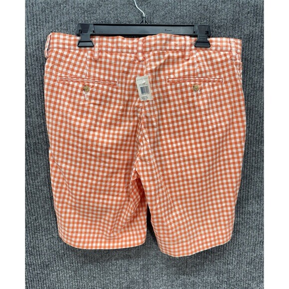 Ralph Lauren Polo Shorts Men’s 34 Orange Gingham Check Cotton Chino Golf NEW - Picture 2 of 9